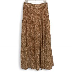 Kachel Anthropologie Leopard Print Tiered Maxi Skirt